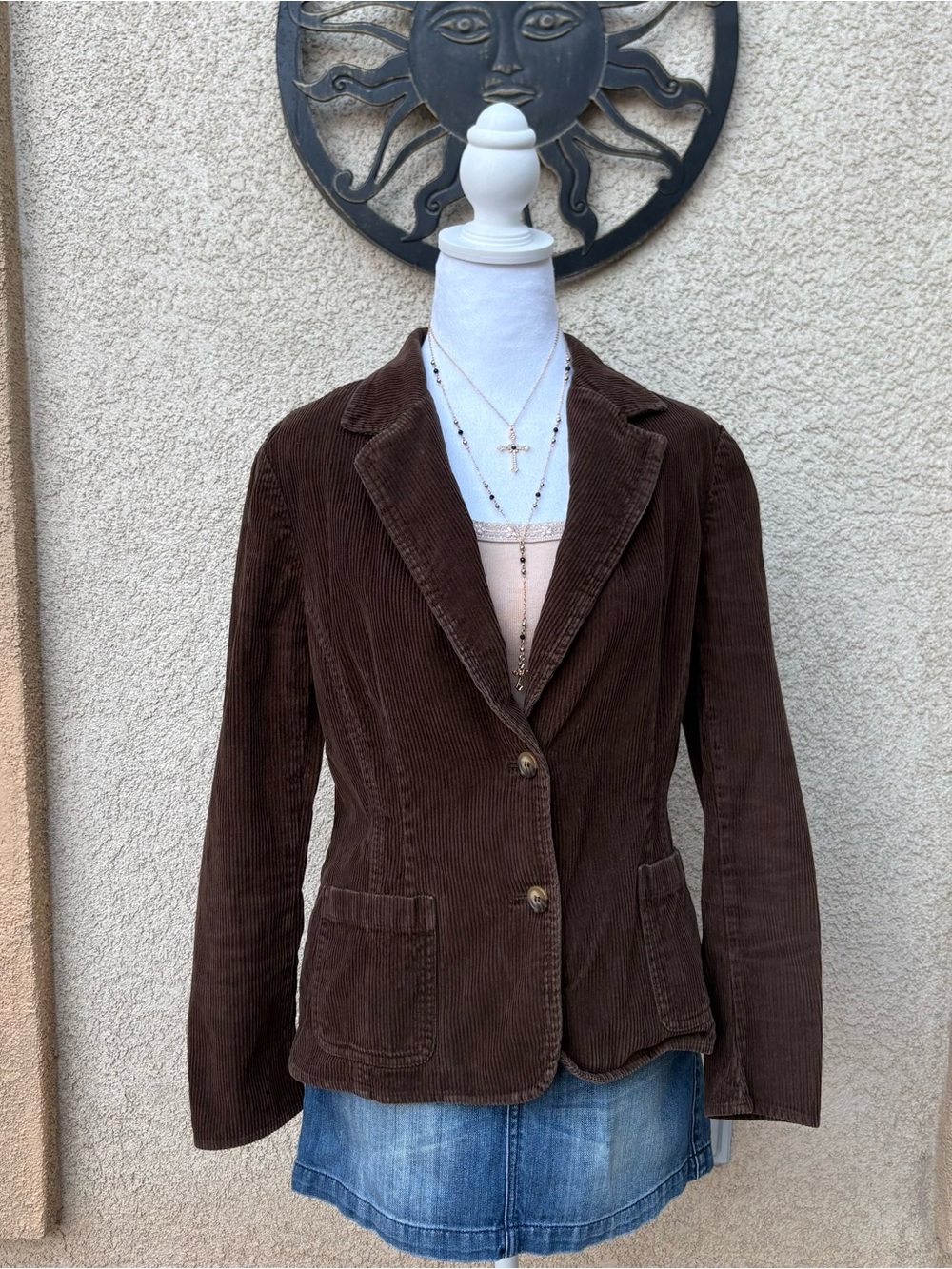 New York & Company Dark Brown Corduroy Blazer Y2K Dark Academia Preppy Fall